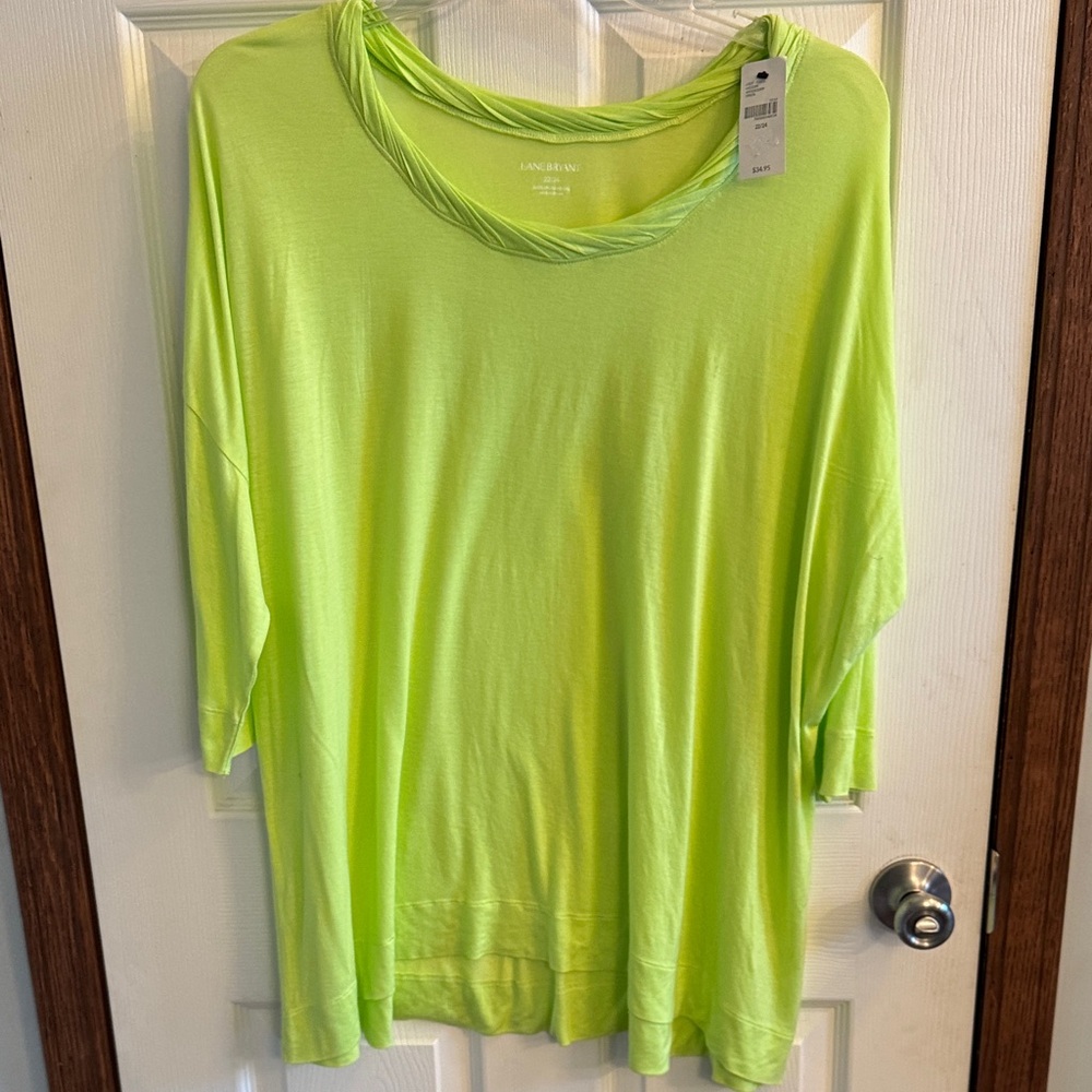 Lane Bryant Lime Green Long Sleeve Tee